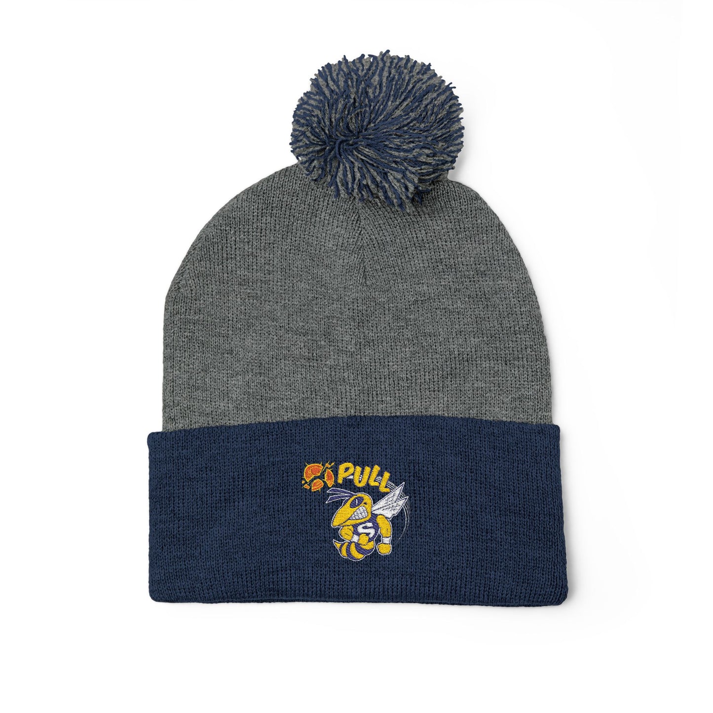 Saline Trap Embroidered pom pom beanie