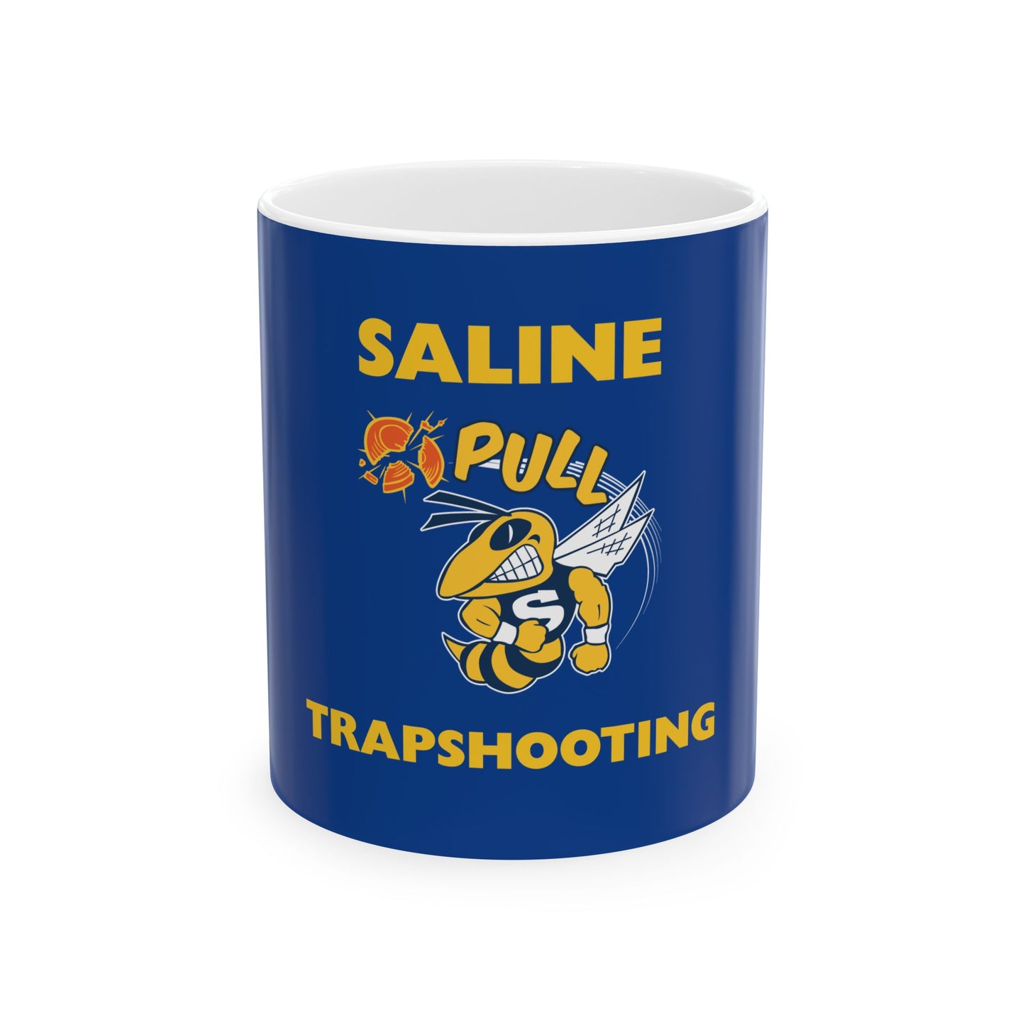 Saline Pull Trapshooting Ceramic Mug - Bold Blue 11oz & 15oz Coffee Cup