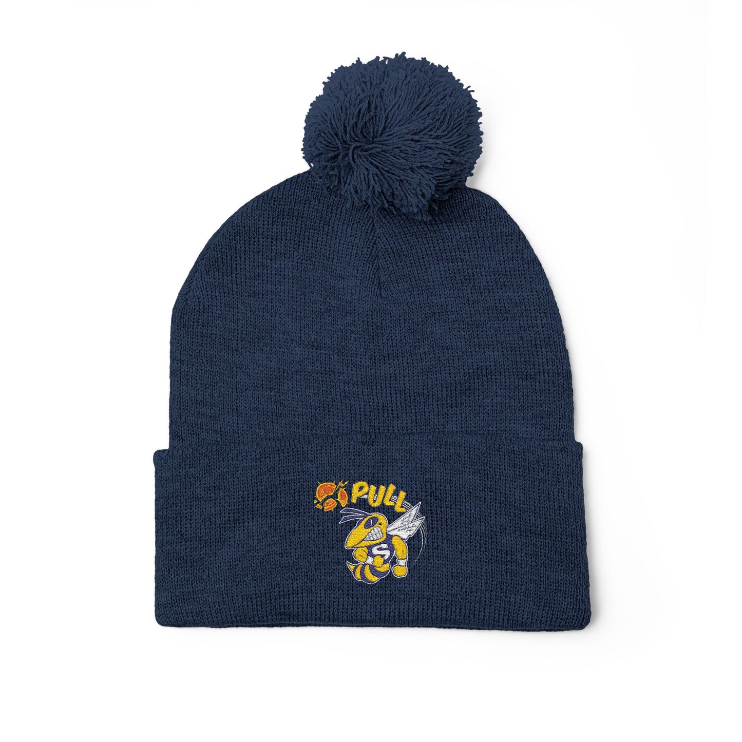 Saline Trap Embroidered pom pom beanie