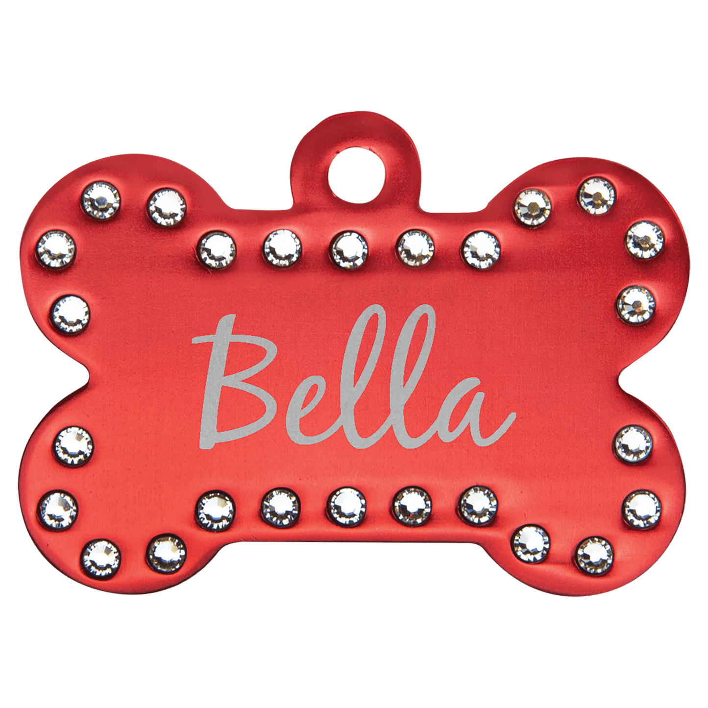 1 1/2" x 1" Laserable Anodized Aluminum Swarovski Bling Bone with Tab
