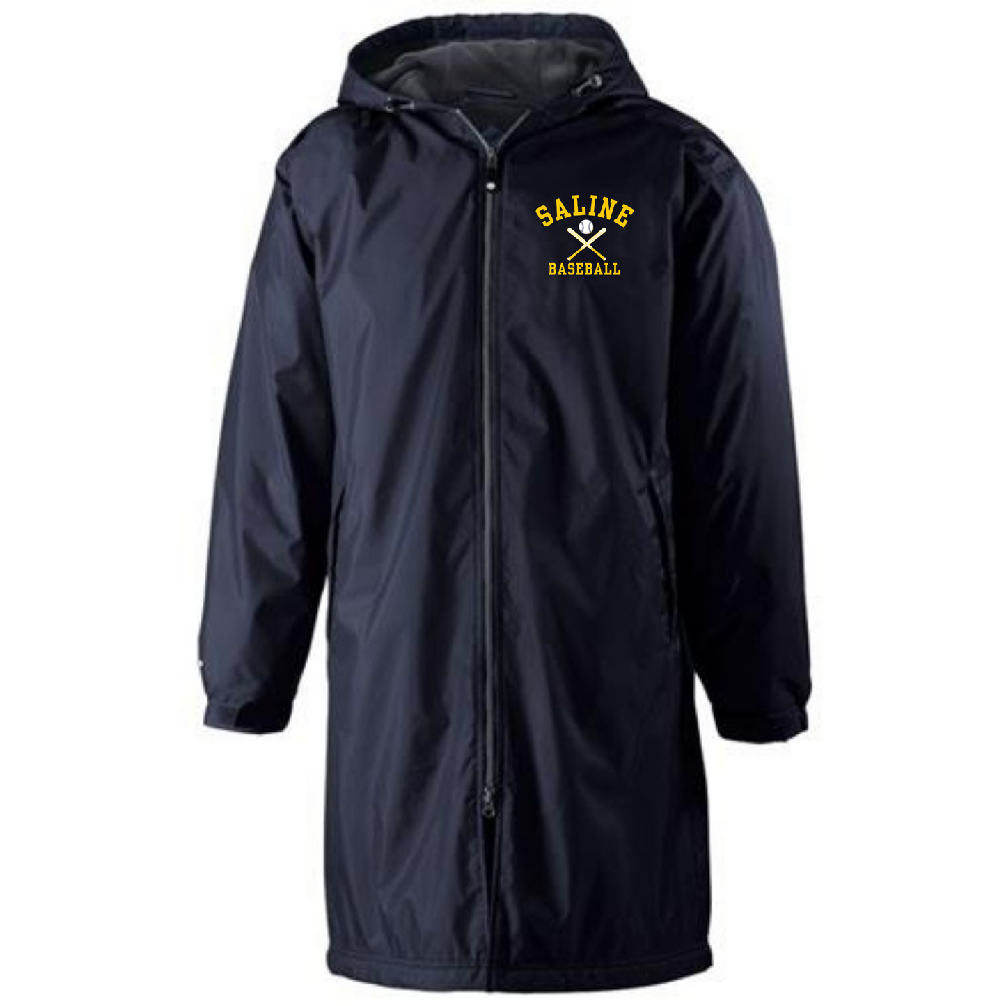 Saline Baseball Knee Length Hooded Jacket