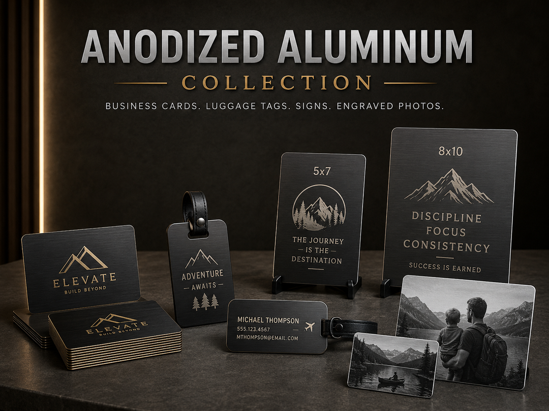 Custom Laser Engraved Anodized aluminum items