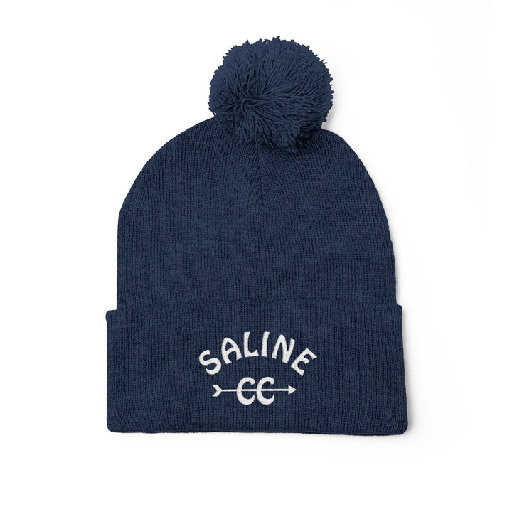 Saline CC Embroidered Pom-Pom Beanie