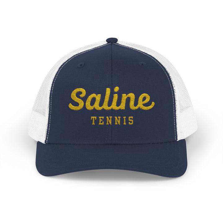 Saline Tennis Script Embroidered Trucker Hat