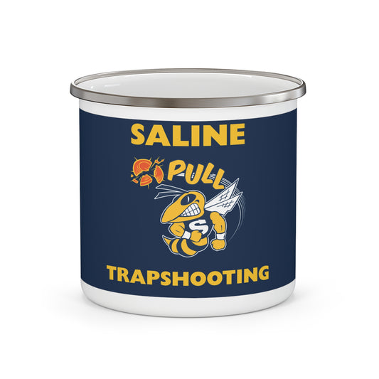 Saline Pull Trapshooting Enamel Camping Mug - Perfect for Outdoor Enthusiasts