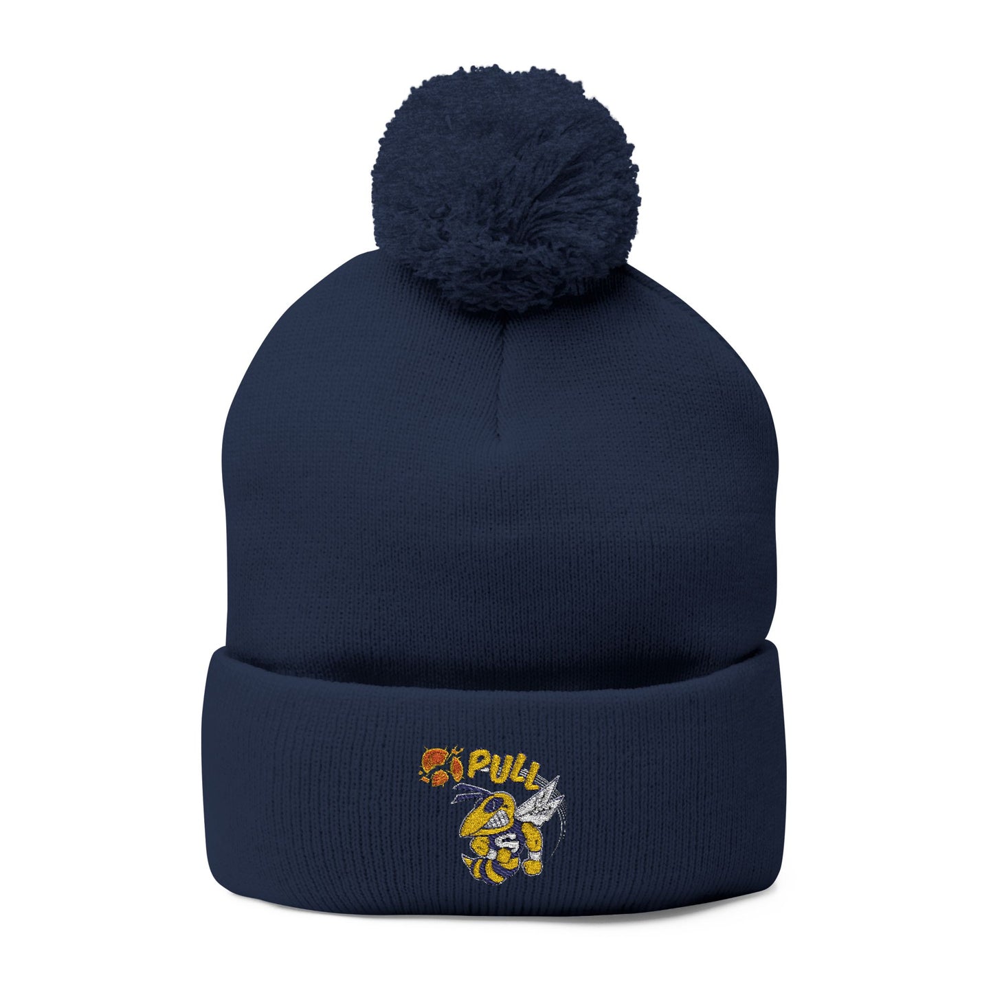 Saline Trap Embroidered pom pom beanie