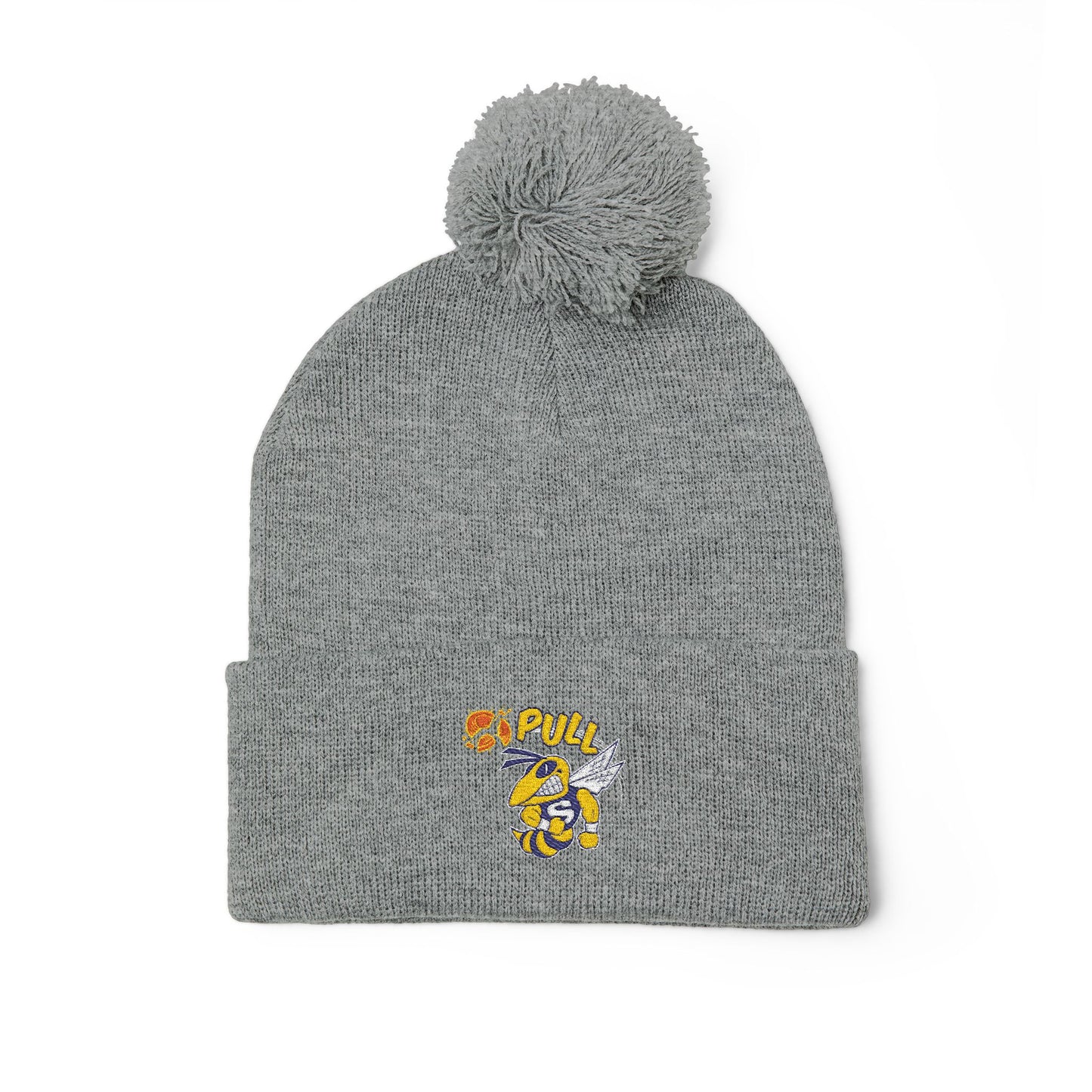 Saline Trap Embroidered pom pom beanie