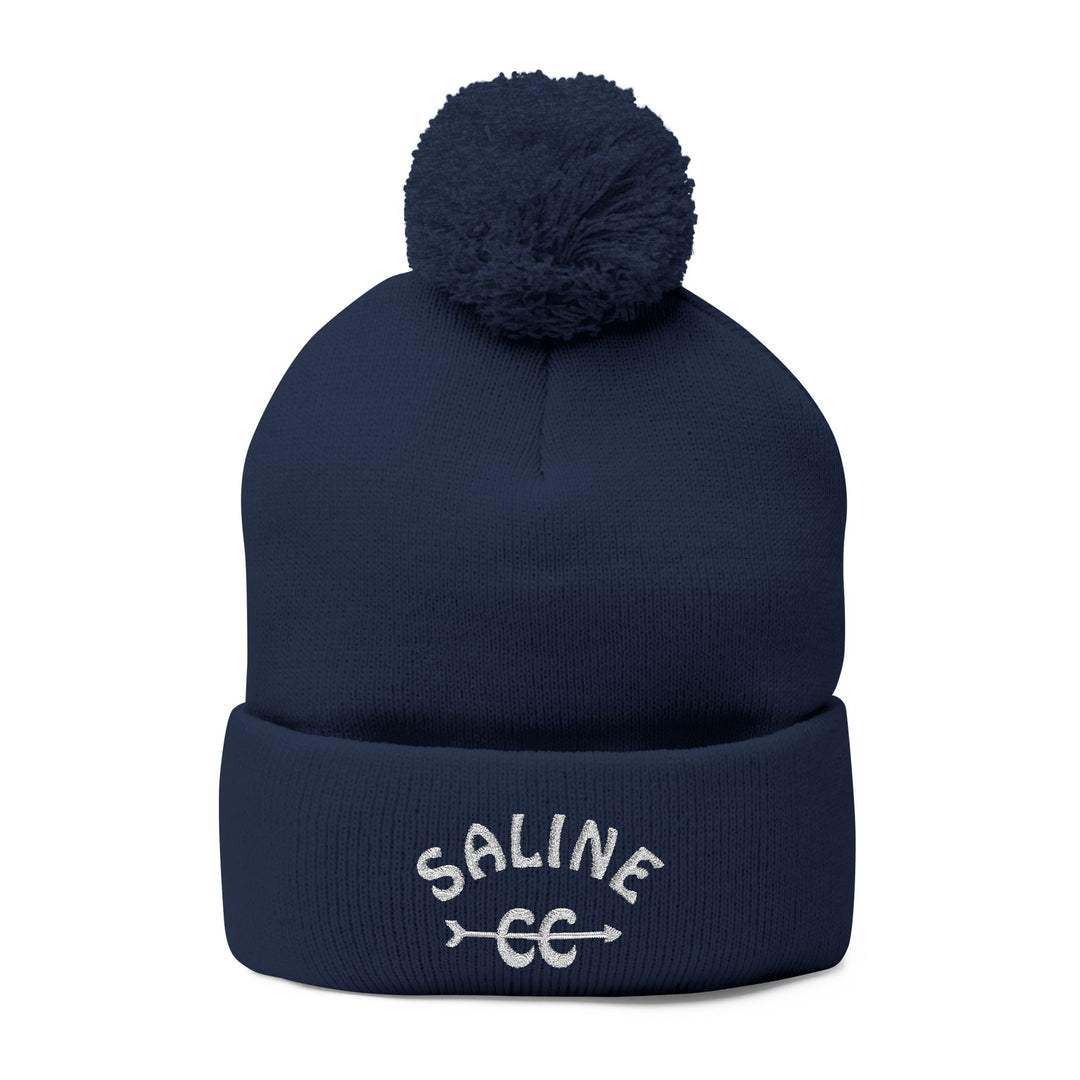 Saline CC Embroidered Pom-Pom Beanie