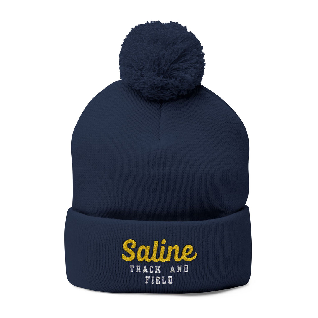 Saline Track and Field Embroidered Pom-Pom Beanie