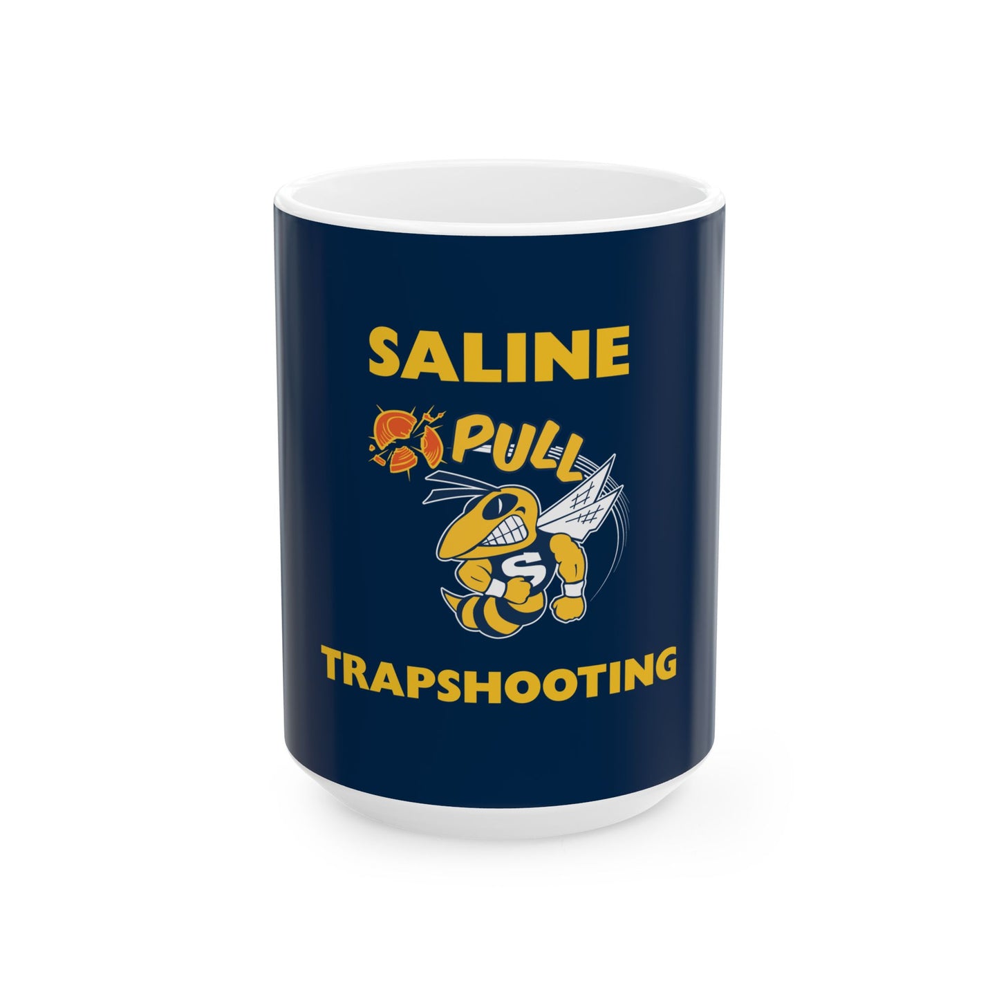 Saline Pull Trapshooting Ceramic Mug - Bold Blue 11oz & 15oz Coffee Cup