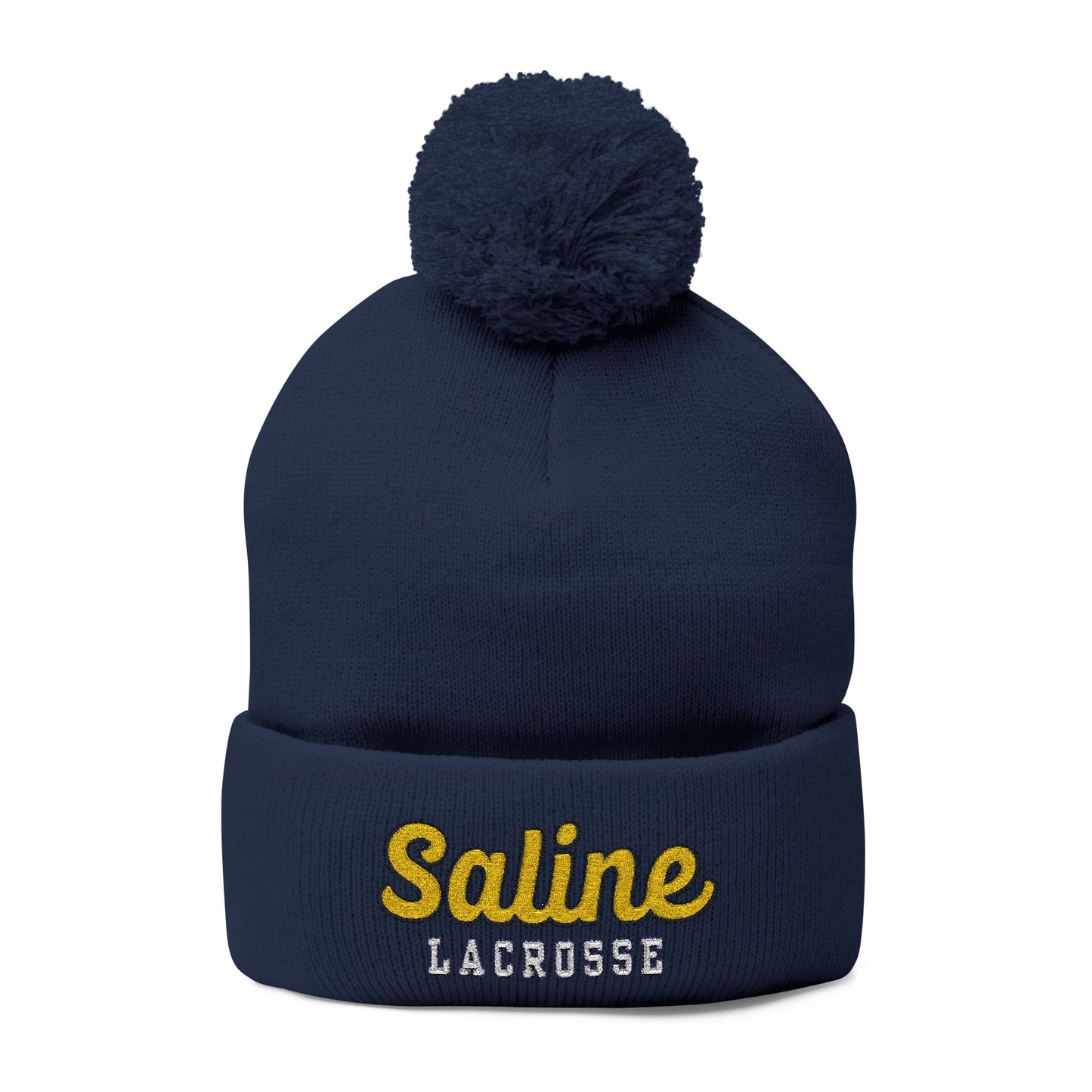 Saline Lacrosse Embroidered Pom-Pom Knit Cap