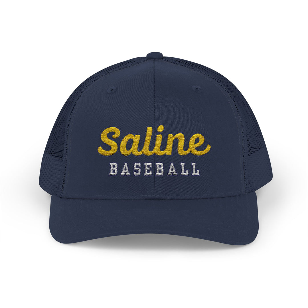 Saline Baseball Script Embroidered Snapback Trucker Cap
