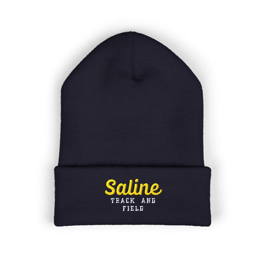 Saline Track & Field  Script Embroidered Cuffed Beanie
