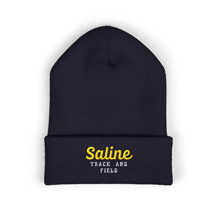Saline Track &amp; Field  Script Embroidered Cuffed Beanie
