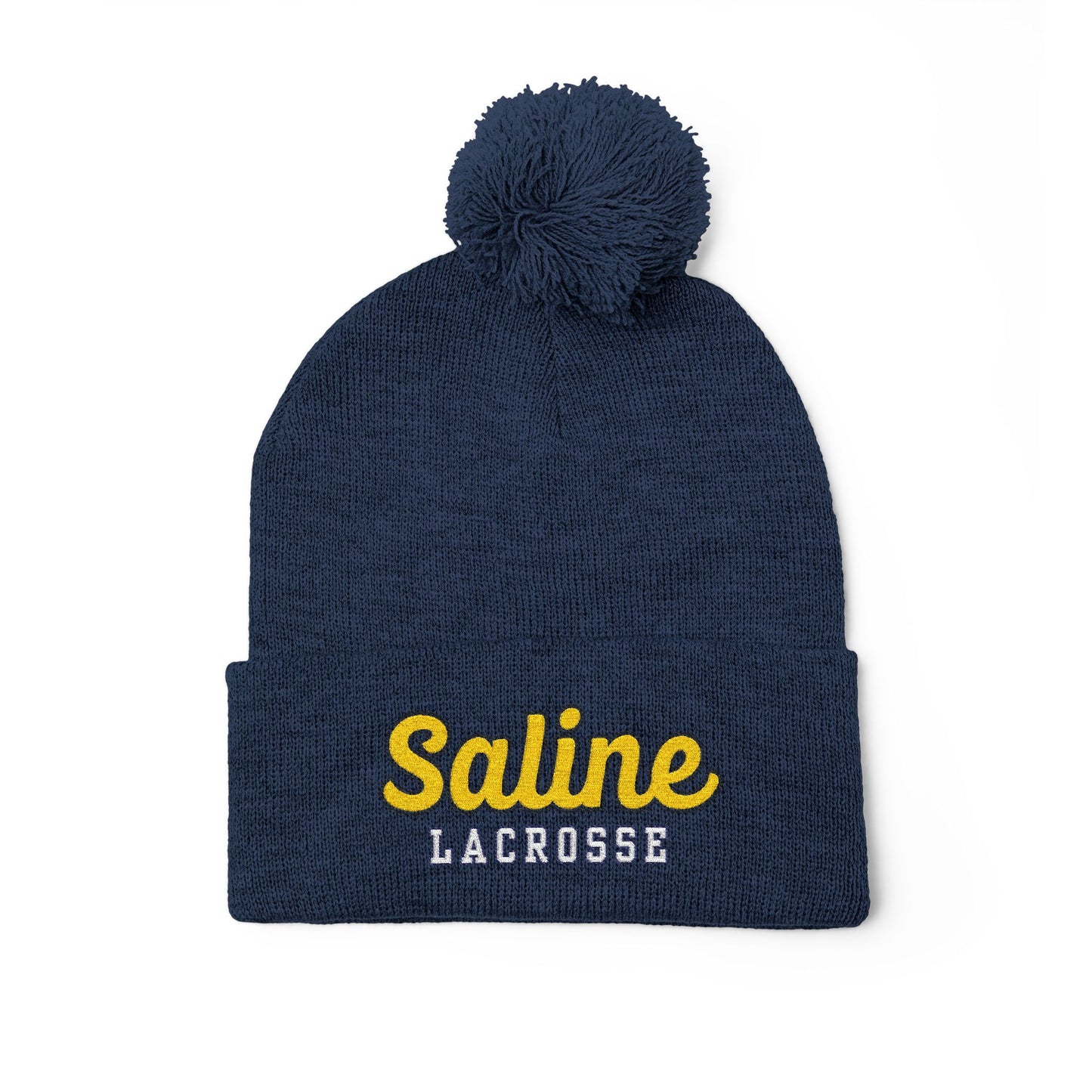 Saline Lacrosse Embroidered Pom-Pom Knit Cap