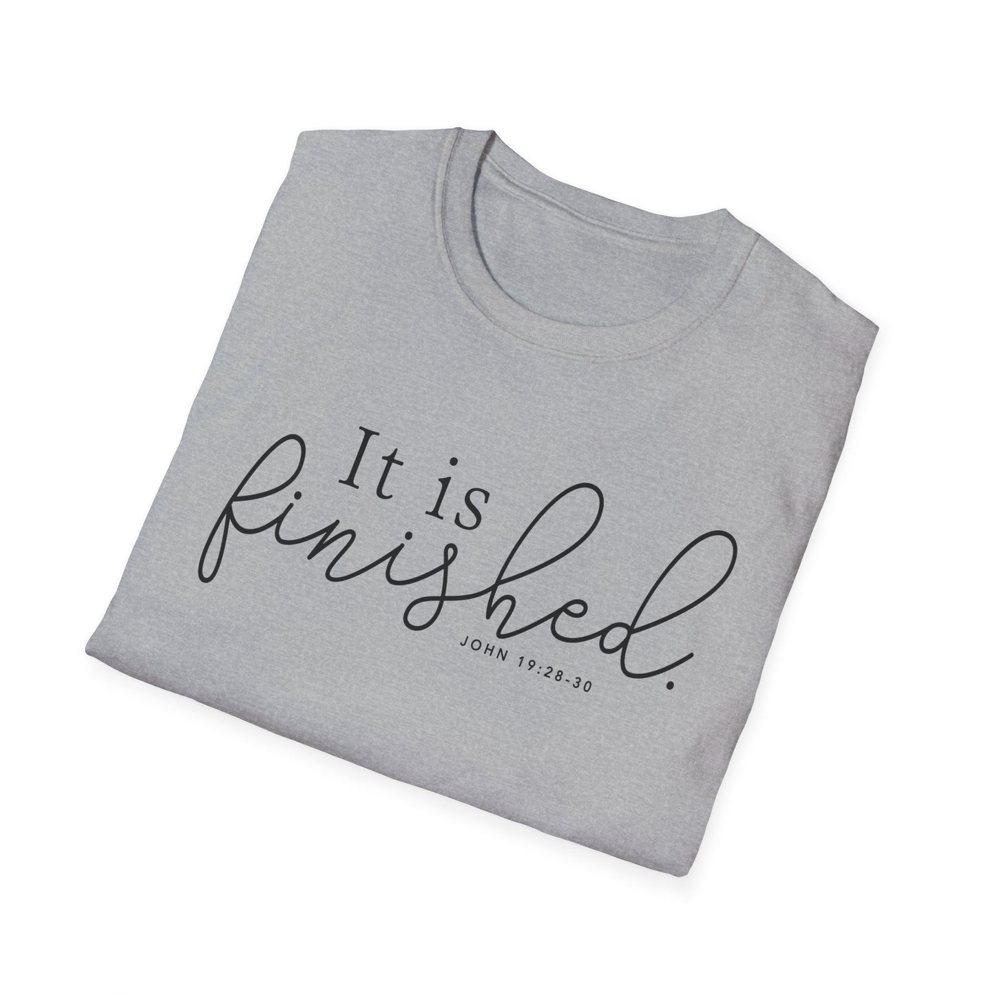Inspirational Unisex Softstyle T-Shirt - "It is Finished" - Perfect for Faith-Based Gifts