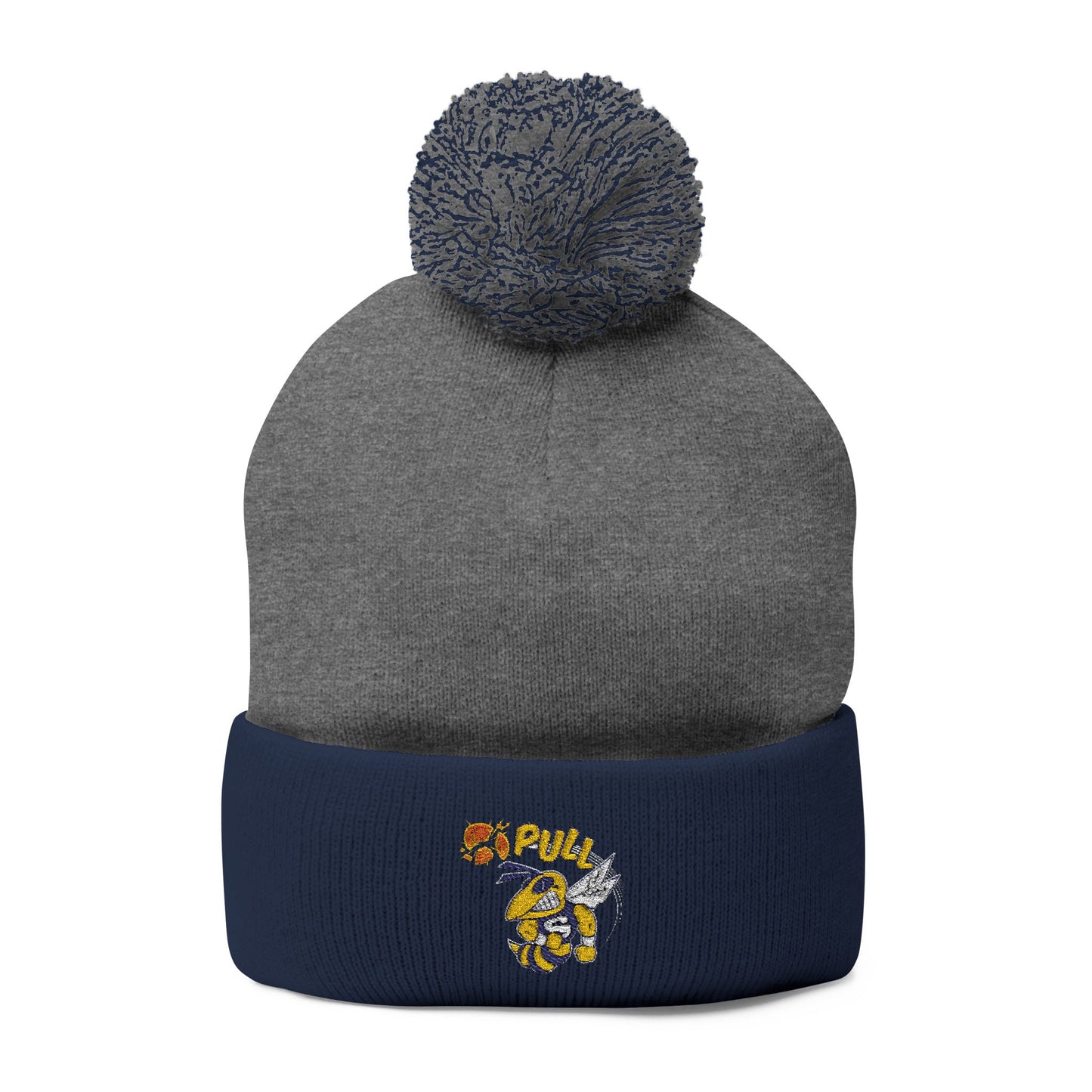 Saline Trap Embroidered pom pom beanie