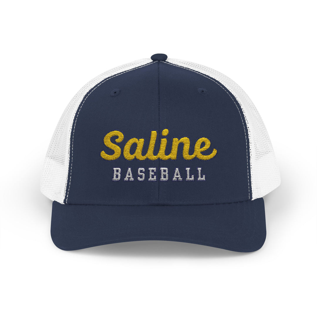 Saline Baseball Script Embroidered Snapback Trucker Cap