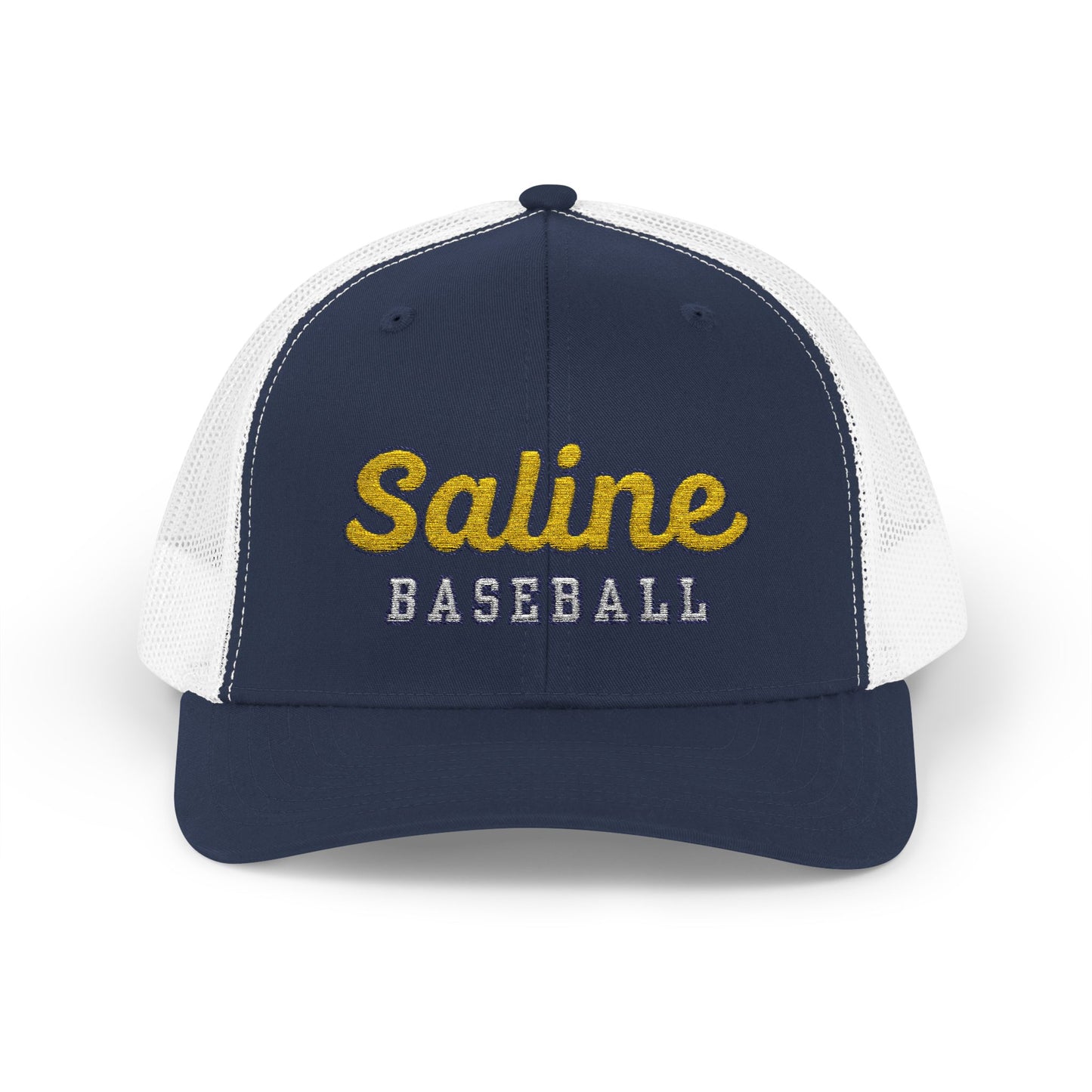 Saline Baseball Script Embroidered Snapback Trucker Cap