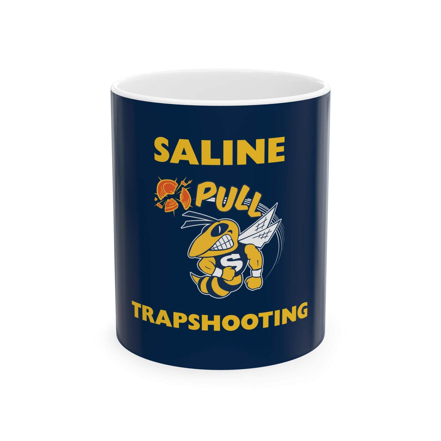 Saline Pull Trapshooting Ceramic Mug - Bold Blue 11oz & 15oz Coffee Cup
