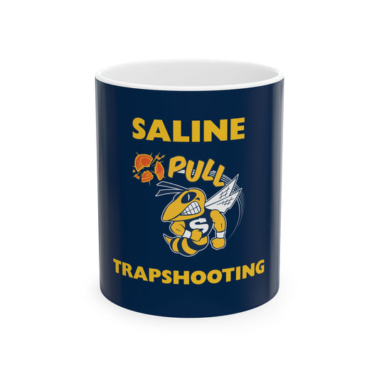 Saline Pull Trapshooting Ceramic Mug - Bold Blue 11oz & 15oz Coffee Cup