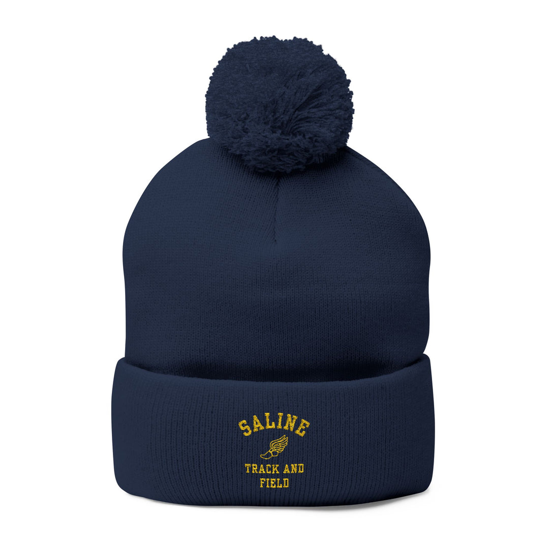 Saline Track &amp; Field Retro Embroidered Pom-Pom Beanie