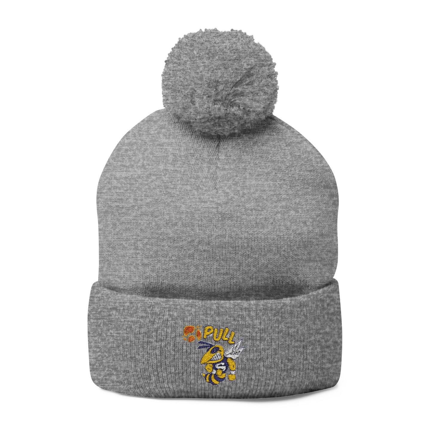 Saline Trap Embroidered pom pom beanie