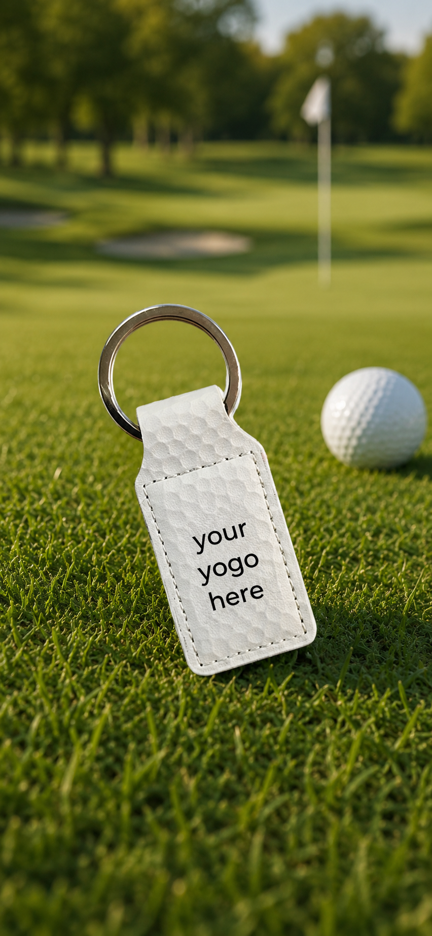 Golf Ball Dimple Leatherette Keychain