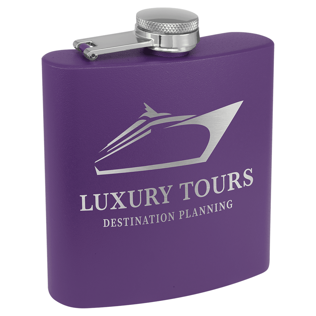 6 oz. Matte Powder Coated Laserable Stainless Steel Flask