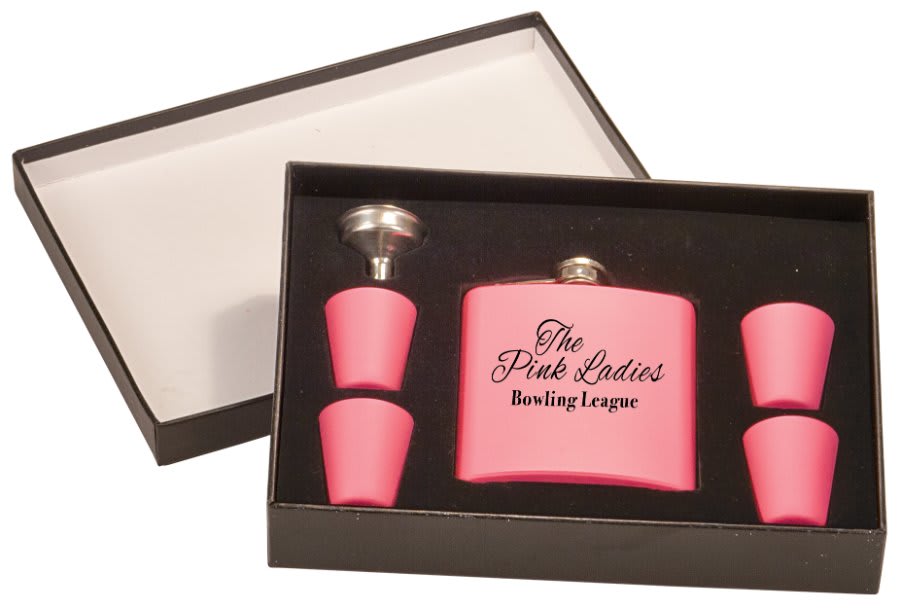 6 oz. Matte Black Flask Set in Black Presentation Box
