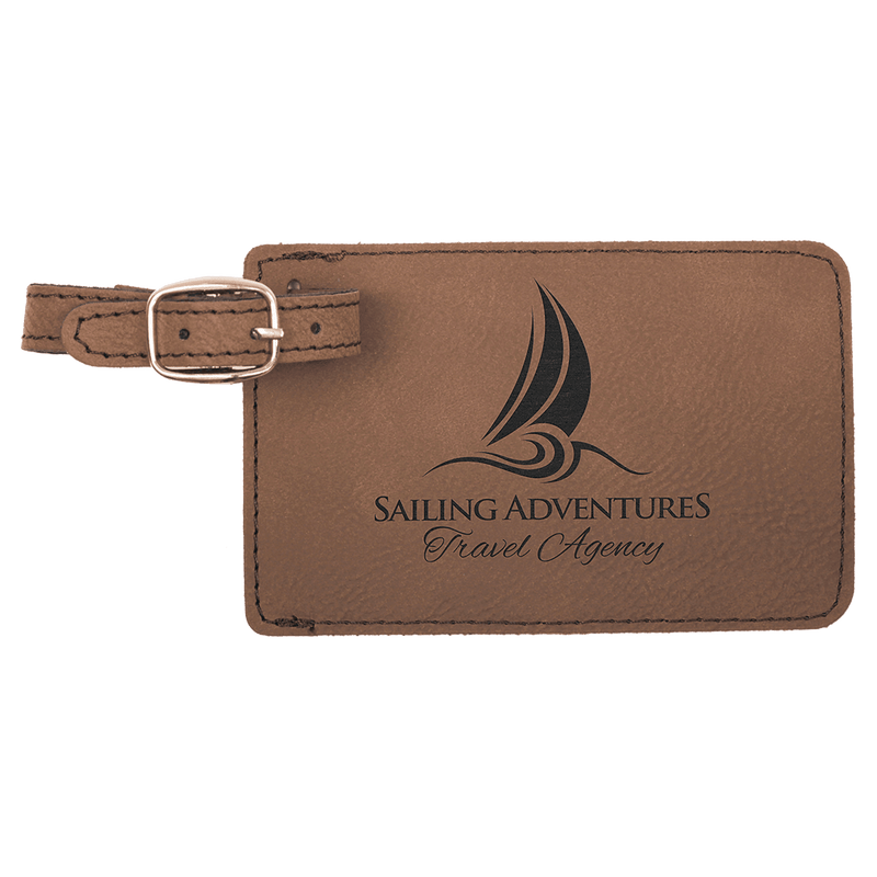4 1/4" x 2 3/4" Laserable Leatherette Luggage Tag