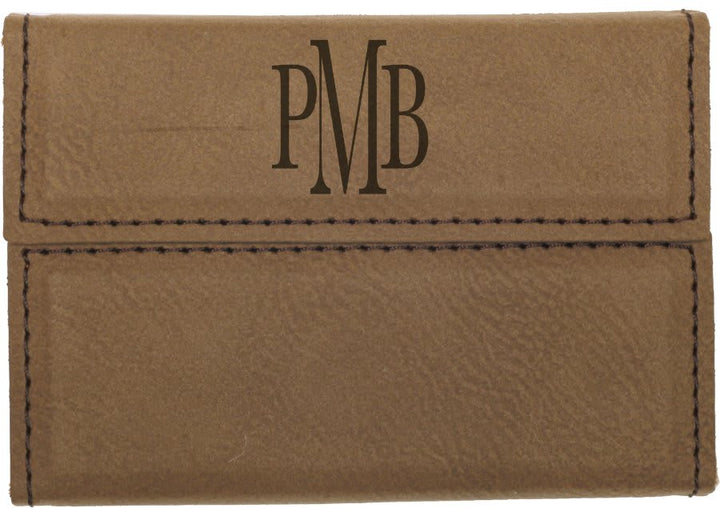3 3/4" x 2 3/4" Laserable Leatherette Hard Business Card Holder
