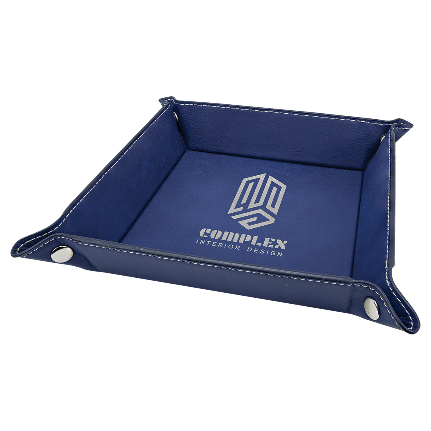 6" x 6" Laserable Leatherette Snap Up Tray with Silver Snaps