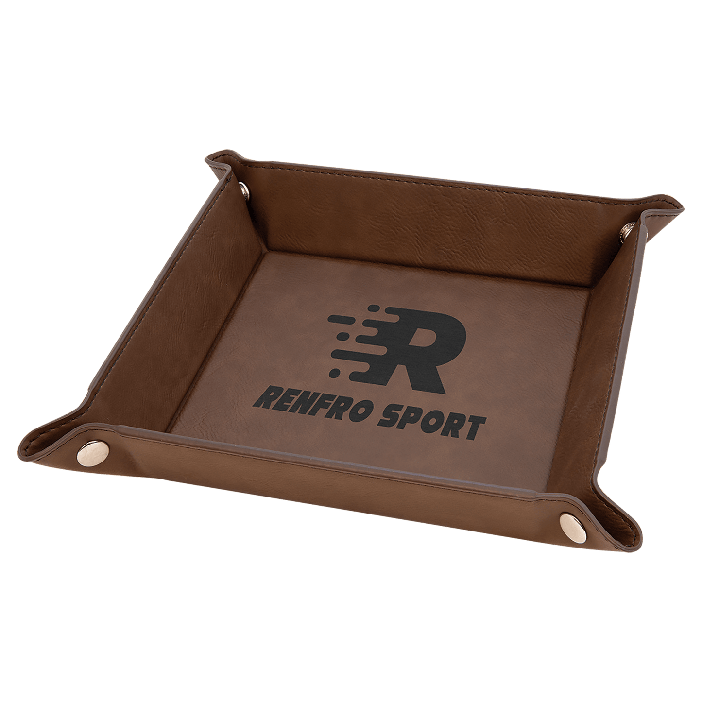 6" x 6" Laserable Leatherette Snap Up Tray with Silver Snaps
