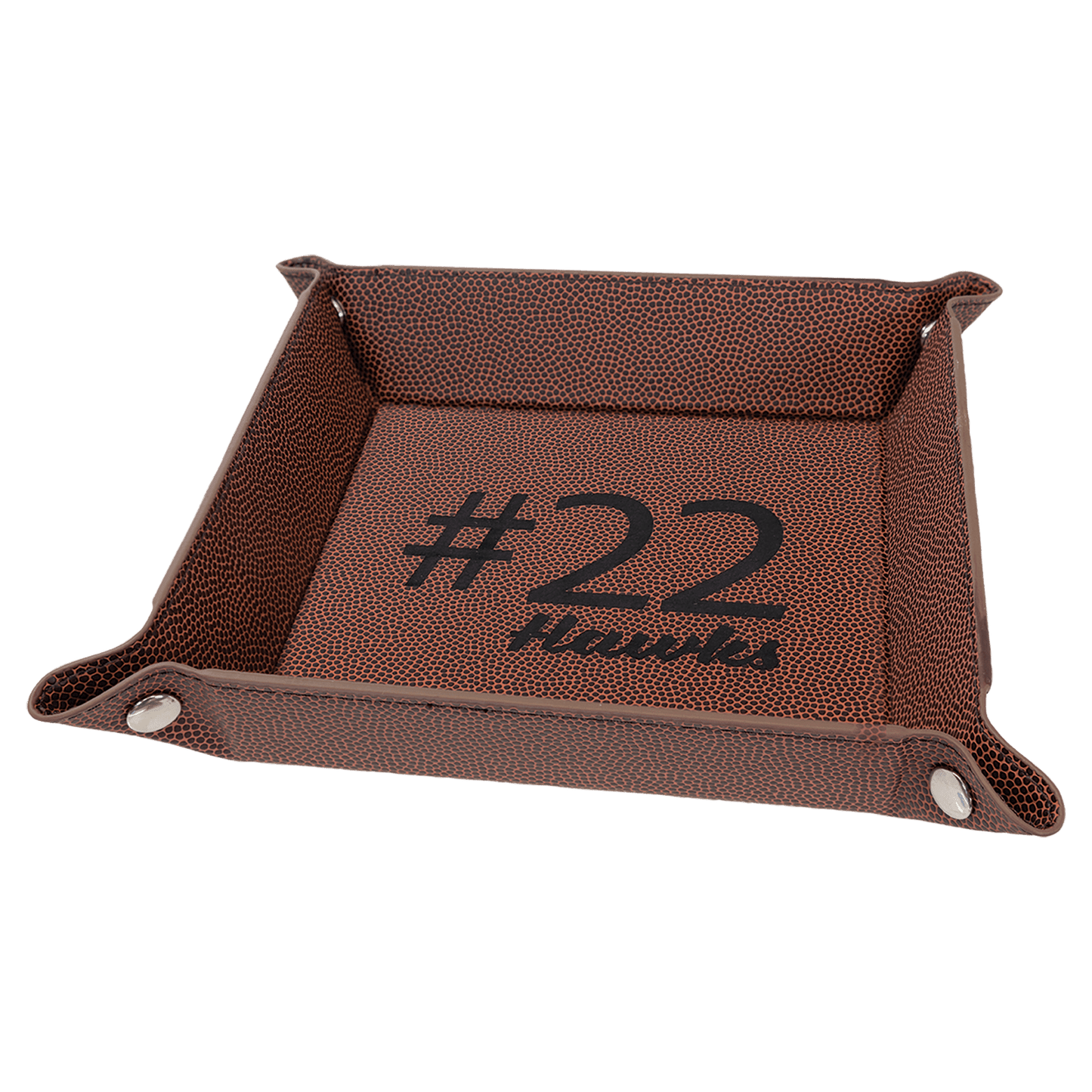 6" x 6" Laserable Leatherette Snap Up Tray with Silver Snaps