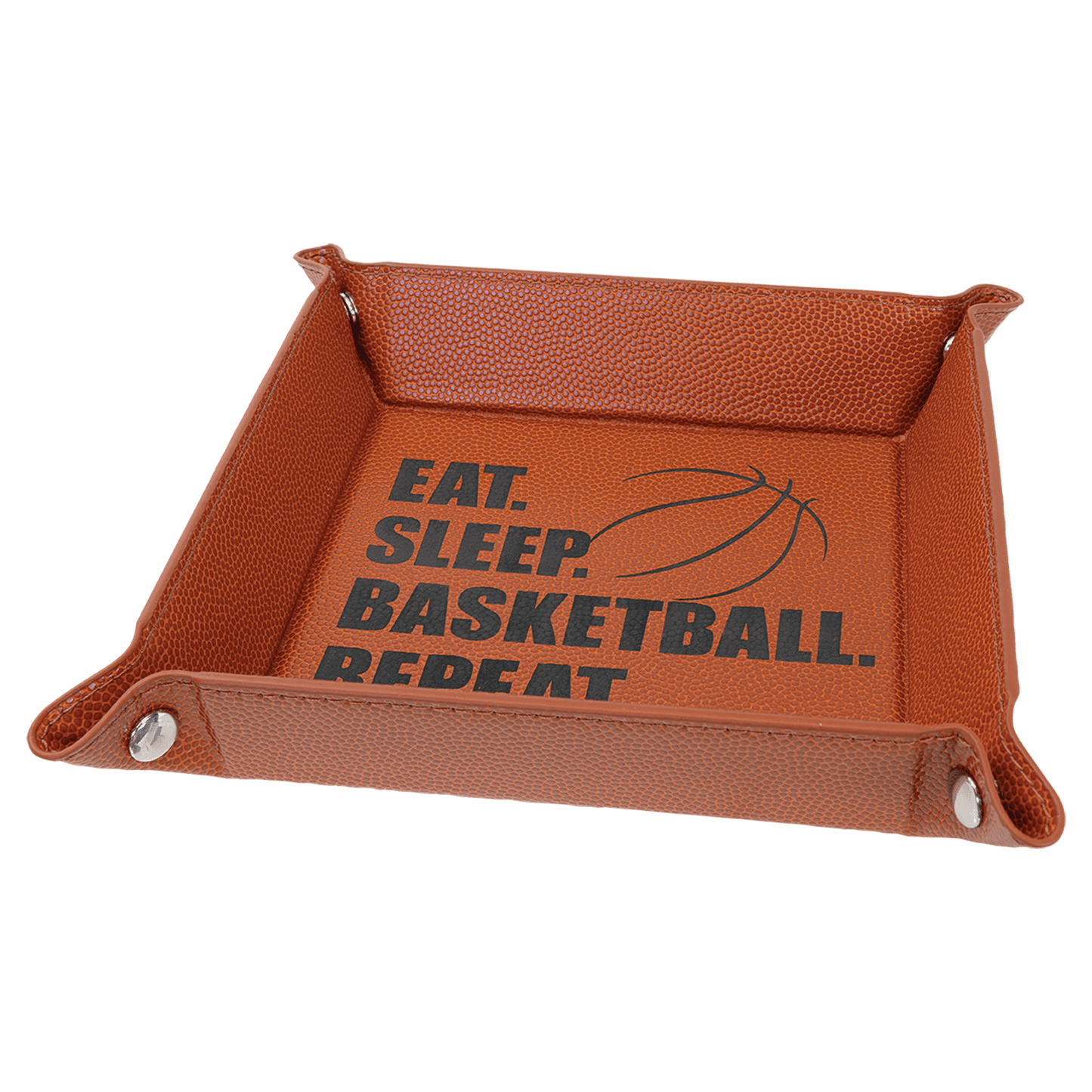 6" x 6" Laserable Leatherette Snap Up Tray with Silver Snaps