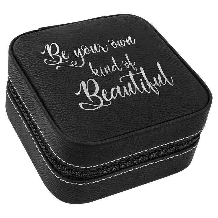 4" X 4" Laserable Leatherette Travel Jewelry Box with Tan Lining