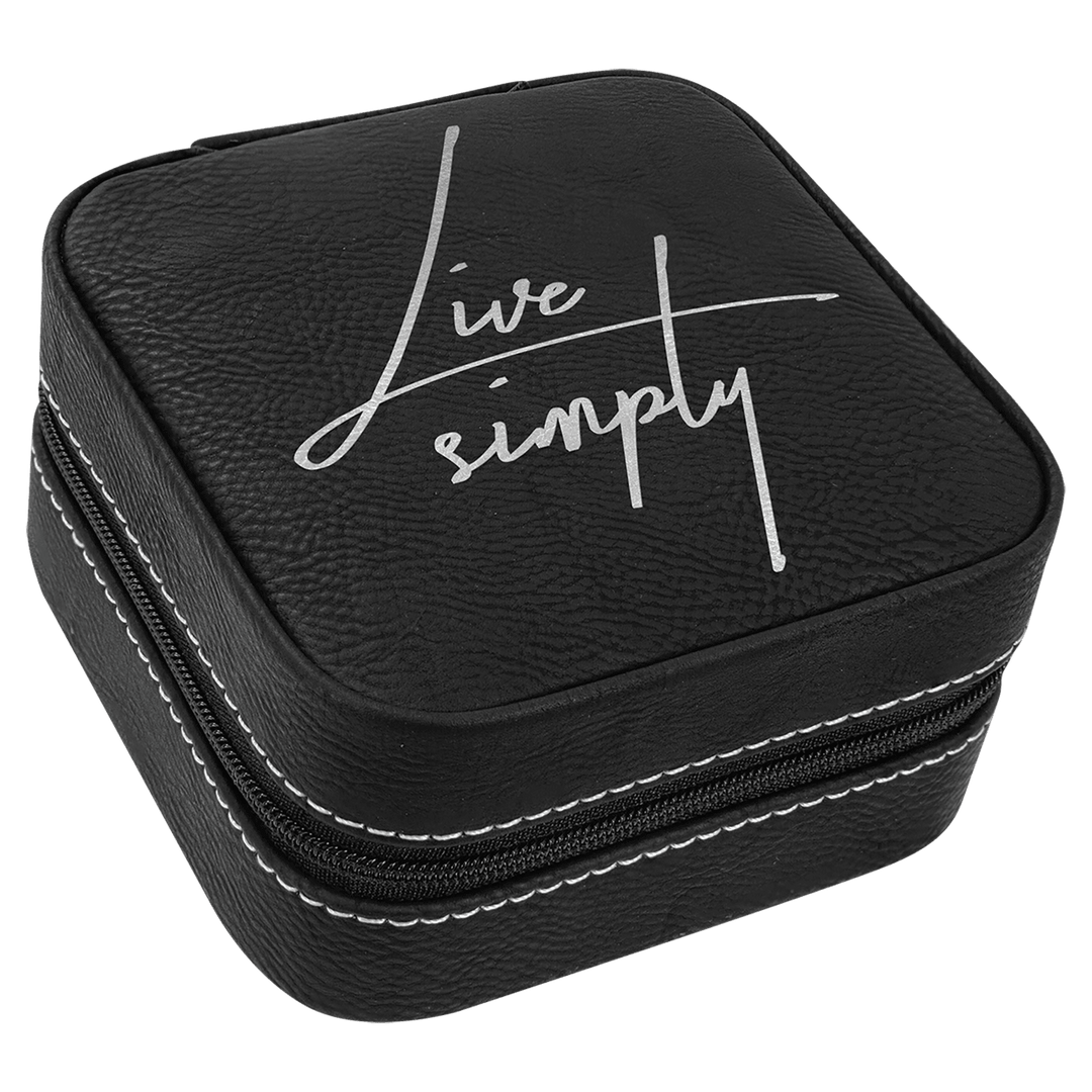 4" X 4" Laserable Leatherette Travel Jewelry Box with Black Lining