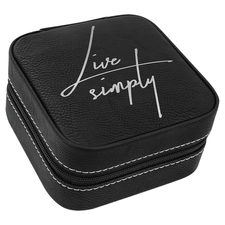 4" X 4" Laserable Leatherette Travel Jewelry Box with Black Lining