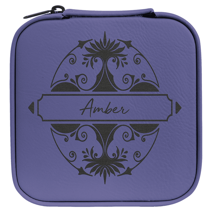 4" X 4" Laserable Leatherette Travel Jewelry Box with Black Lining