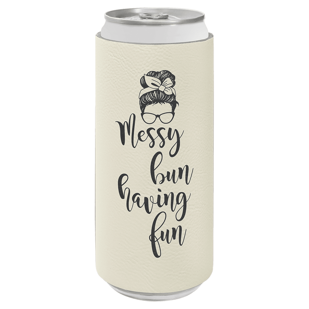 Laserable Leatherette Slim Beverage Holder