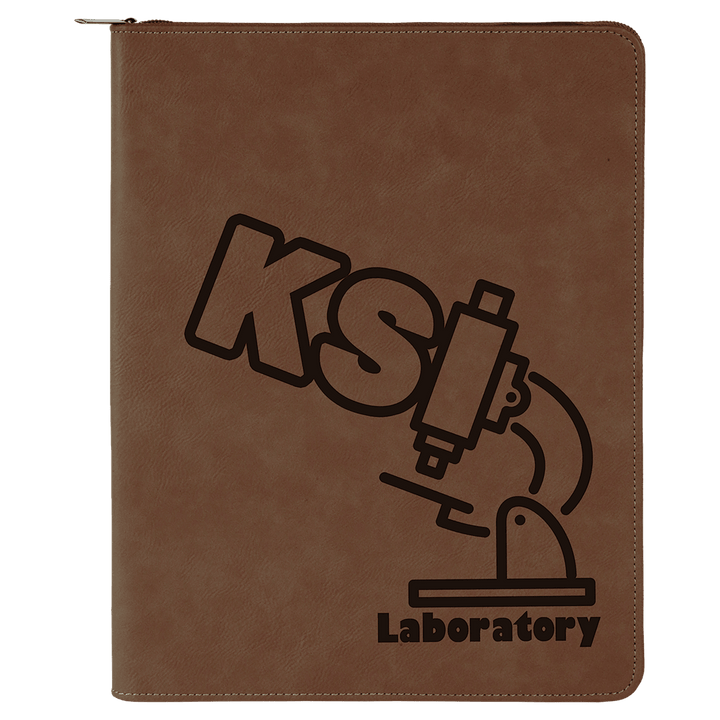 9 1/2" x 12" with Zipper Laserable Leatherette Portfolio with Notepad
