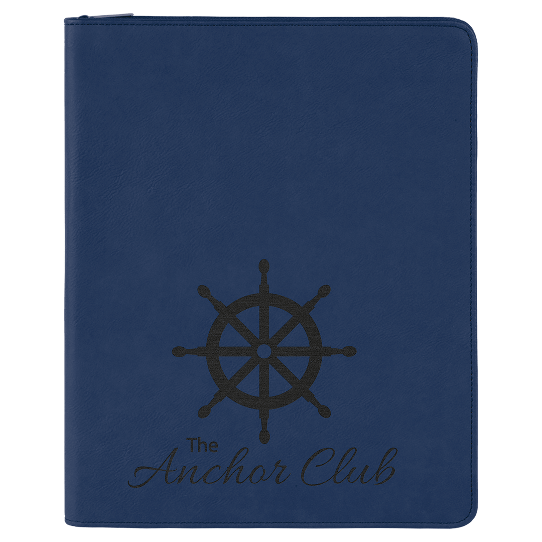 9 1/2" x 12" with Zipper Laserable Leatherette Portfolio with Notepad