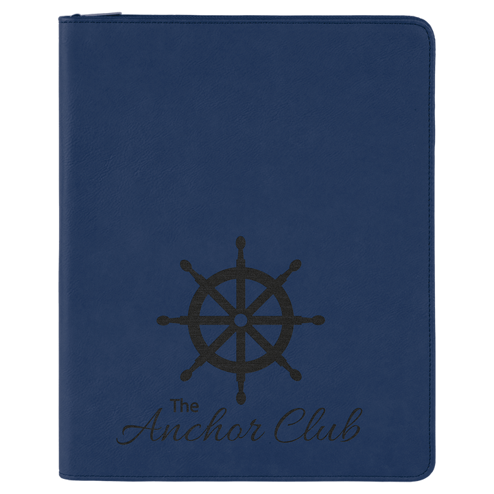 9 1/2" x 12" with Zipper Laserable Leatherette Portfolio with Notepad