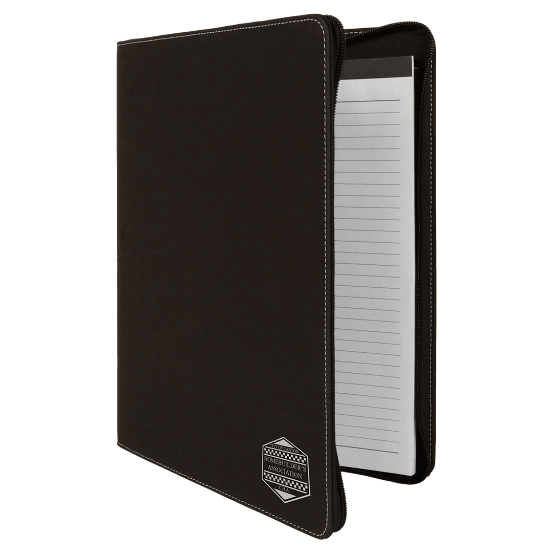 9 1/2" x 12" w/Zipper Laserable Leatherette Portfolio with Notepad
