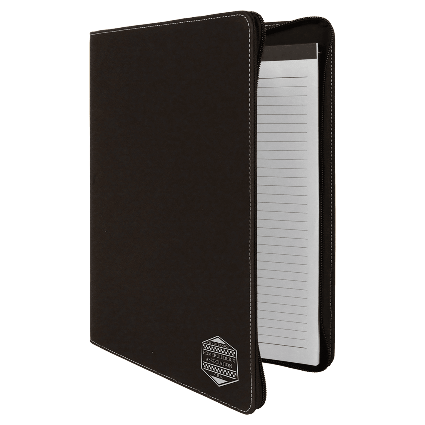 9 1/2" x 12" w/Zipper Laserable Leatherette Portfolio with Notepad
