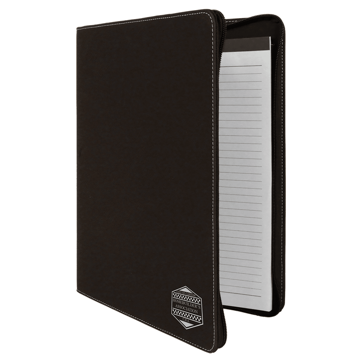 9 1/2" x 12" w/Zipper Laserable Leatherette Portfolio with Notepad