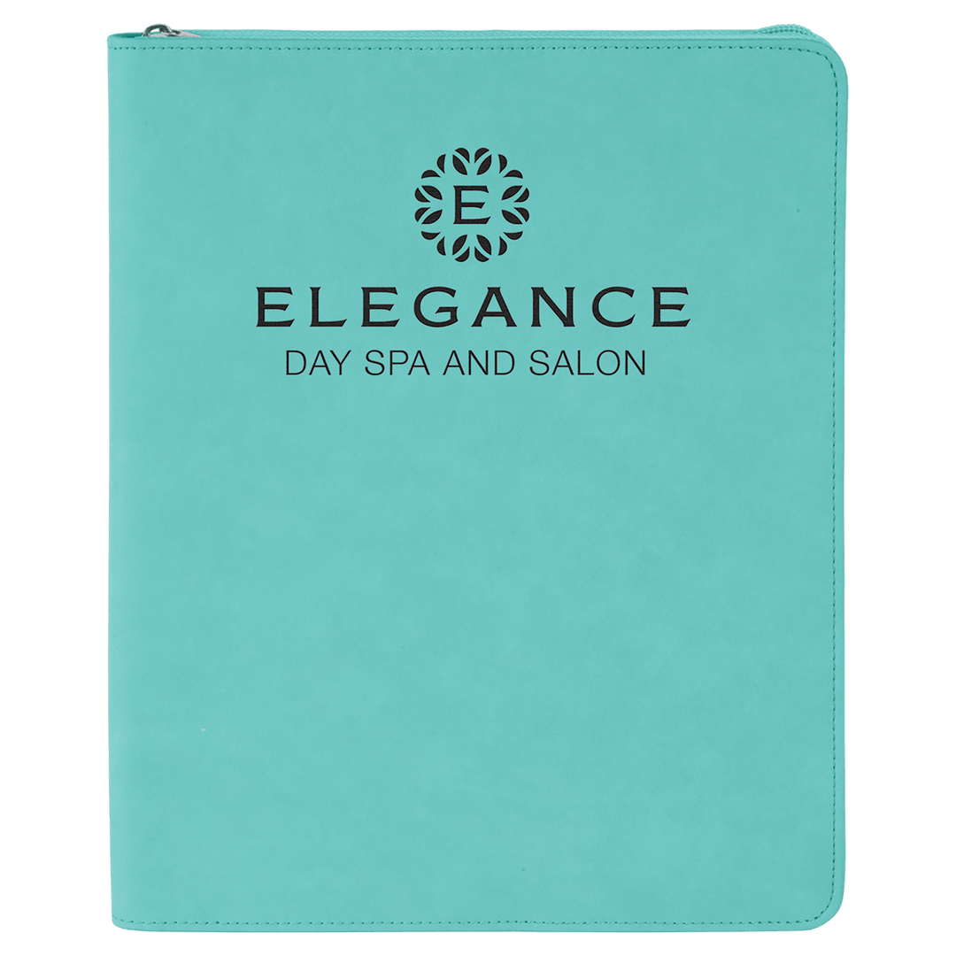 9 1/2" x 12" with Zipper Laserable Leatherette Portfolio with Notepad