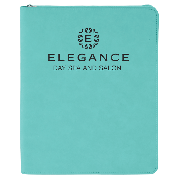 9 1/2" x 12" with Zipper Laserable Leatherette Portfolio with Notepad