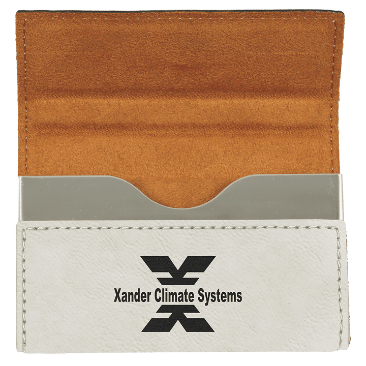 3 3/4" x 2 3/4" Laserable Leatherette Hard Business Card Holder